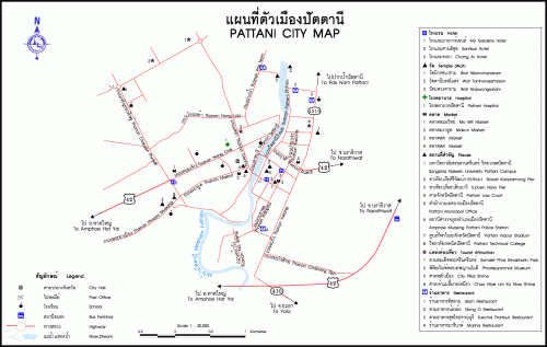 แผนที่ตัวเมืองจังหวัดปัตตานี